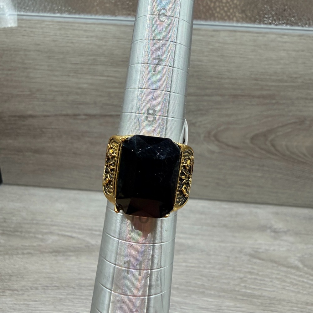 Gold Tone and Black Statement Ring